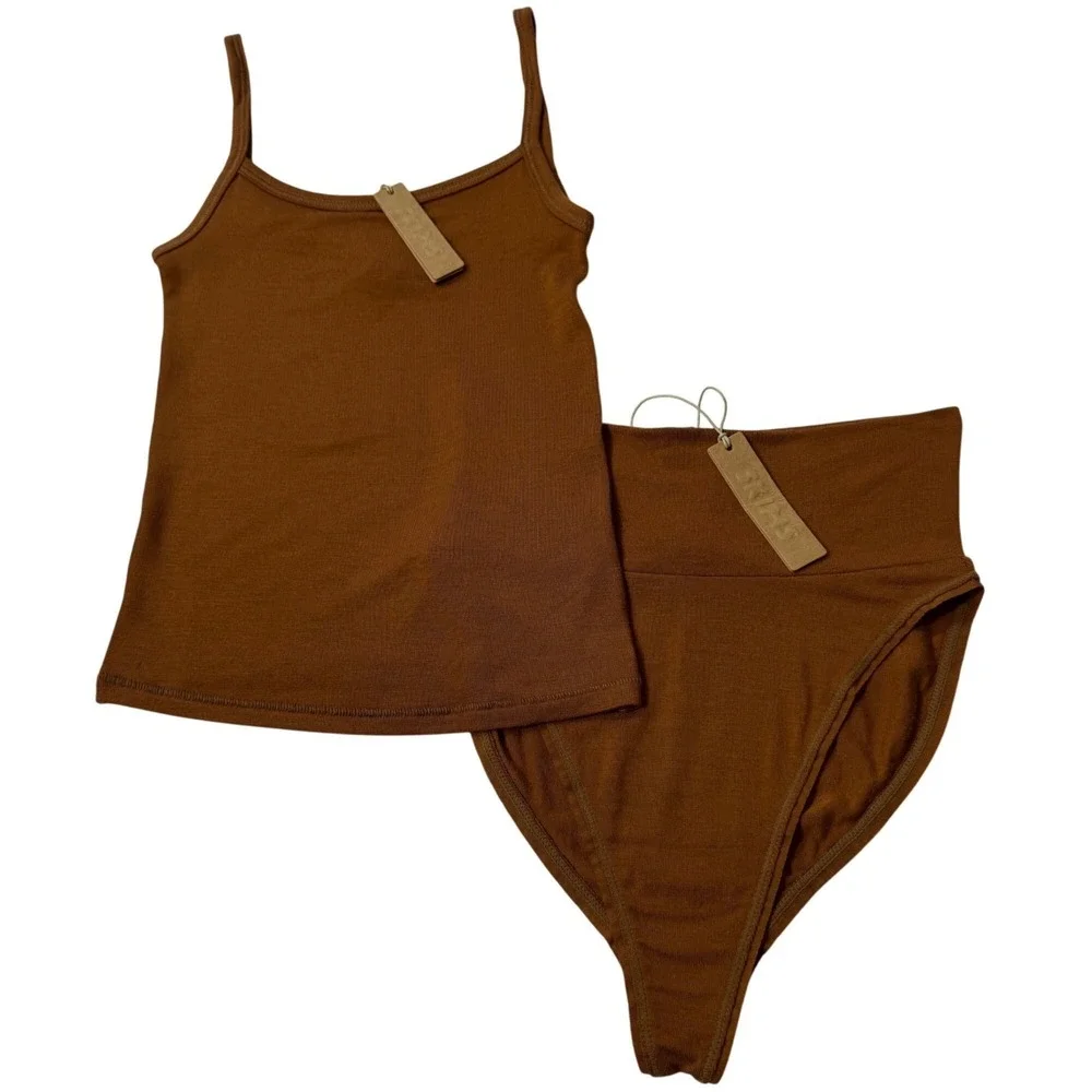 SKIMS Sleep Tank +‎ Brief Set Copper XXS